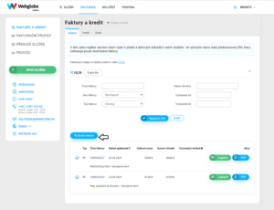 Zlúčenie faktúr vo WebAdmine