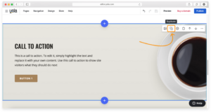 Tlačidlo duplikovať blok Call To Action v editore Yola