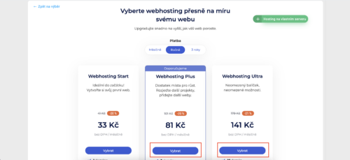 Na multihosting potrebujete balíček Webhosting Plus alebo Webhosting Ultra