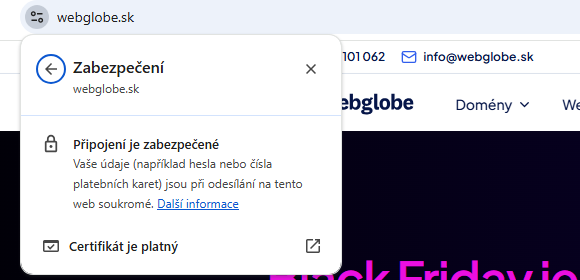 Zabezpečení webu SSL certifikát